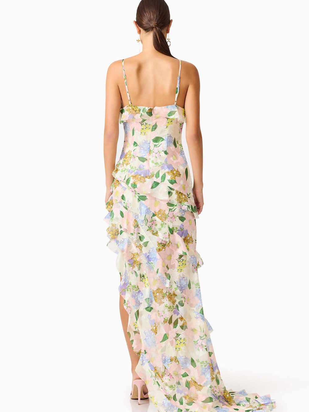 ELLIATT Cosima Asymmetrical Gown In Florals Size M NWT - Picture 4 of 8